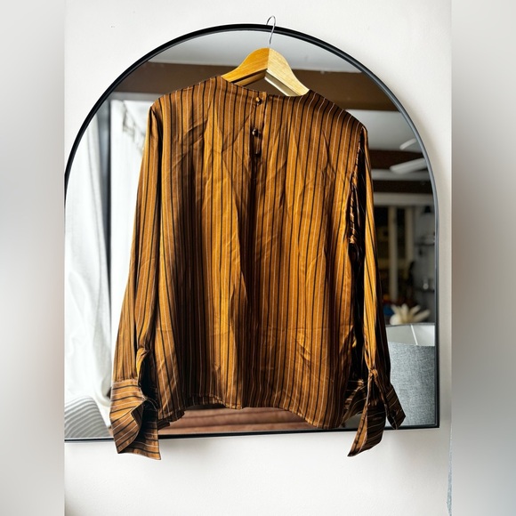 VTG | SILK- Valeria Steven’s brown striped blouse | size 12 - Picture 3 of 6